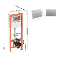 Комплект: Qtap Nest ST Інсталяція для унітазу 4 в 1 (Клавіша змиву 150x220x13 мм, Satin, лінійна) QTAP фото 1