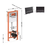 Комплект: Qtap Nest ST Інсталяція для унітазу 4 в 1 (Клавіша змиву 150x220x13 мм, Matt Black, лінійна) QTAP фото 1