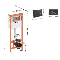 Комплект: Qtap Nest ST Інсталяція для унітазу 4 в 1 (Клавіша змиву 150x220x13 мм, Matt Black, кругла) QTAP фото 1