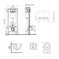 Готове рішення Qtap для ванної кімнати: підвісний унітаз Swan Ultra Quiet 485x360x320 + комплект інсталяції Nest 4 в 1 (лінійна клавіша Matt Black) QTAP фото 1