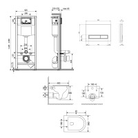 Готове рішення Qtap для ванної кімнати: підвісний унітаз Taurus Ultra Quiet 485×360×350 + комплект інсталяції Nest 4 в 1 (лінійна клавіша White) QTAP фото 1