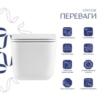 Готове рішення Qtap для ванної кімнати: підвісний унітаз Gemini Ultra Quiet 520×360×350 + комплект інсталяції Nest 4 в 1 (лінійна клавіша White) QTAP фото 2