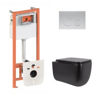 Готове рішення Qtap для ванної кімнати: підвісний унітаз Gemini Ultra Quiet 530х365х373 + комплект інсталяції Nest 4 в 1 (кругла клавіша Satin) QTAP
