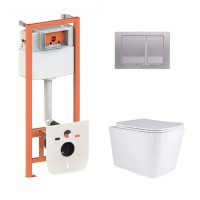 Готове рішення Qtap для ванної кімнати: підвісний унітаз Tern Ultra Quiet 525x345x360 + комплект інсталяції Nest 4 в 1 (квадратна клавіша Satin) QTAP
