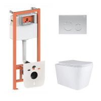 Готове рішення Qtap для ванної кімнати: підвісний унітаз Tern Ultra Quiet 525x345x360 + комплект інсталяції Nest 4 в 1 (кругла клавіша Satin) QTAP