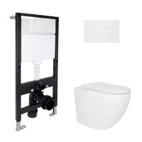 Готове рішення Qtap для ванної кімнати: підвісний унітаз Robin Ultra Quiet 520x365x365 + комплект інсталяції Standard (кругла клавіша White) QTAP