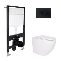 Готове рішення Qtap для ванної кімнати: підвісний унітаз Robin Ultra Quiet 520x365x365 + комплект інсталяції Standard (лінійна клавіша Black) QTAP