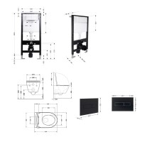 Готове рішення Qtap для ванної кімнати: підвісний унітаз Robin Ultra Quiet 520x365x365 + комплект інсталяції Standard (лінійна клавіша Black) QTAP фото 1
