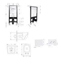 Готове рішення Qtap для ванної кімнати: підвісний унітаз Jay Rimless 485x360x320 + комплект інсталяції Standard (кругла клавіша White) QTAP фото 1