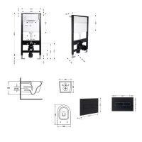 Готове рішення Qtap для ванної кімнати: підвісний унітаз Jay Ultra Quiet 520x360x320 + комплект інсталяції Standard (лінійна клавіша Black) QTAP фото 1