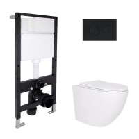 Готове рішення Qtap для ванної кімнати: підвісний унітаз Robin Ultra Quiet 520x365x365 + комплект інсталяції Standard (кругла клавіша Black) QTAP