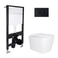 Готове рішення Qtap для ванної кімнати: підвісний унітаз Tern Ultra Quiet 525x345x360 + комплект інсталяції Standard (лінійна клавіша Black) QTAP