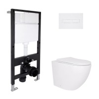 Готове рішення Qtap для ванної кімнати: підвісний унітаз Robin Ultra Quiet 520x365x365 + комплект інсталяції Standard (лінійна клавіша White) QTAP