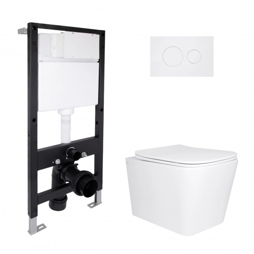 Готове рішення Qtap для ванної кімнати: підвісний унітаз Tern Ultra Quiet 525x345x360 + комплект інсталяції Standard (кругла клавіша White) QTAP