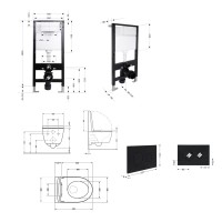 Готове рішення Qtap для ванної кімнати: підвісний унітаз Swan Rimless 520x360x320 + комплект інсталяції Standard (кругла клавіша Black) QTAP фото 1