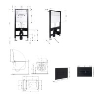 Готове рішення Qtap для ванної кімнати: підвісний унітаз Gemini Ultra Quiet 520x360x350 + комплект інсталяції Standard (лінійна клавіша Black) QTAP фото 1