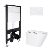 Готове рішення Qtap для ванної кімнати: підвісний унітаз Swan Ultra Quiet 520x360x320 + комплект інсталяції Standard (кругла клавіша White) QTAP