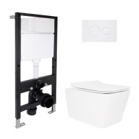 Готове рішення Qtap для ванної кімнати: підвісний унітаз Crow Rimless 520x360x290 + комплект інсталяції Standard (кругла клавіша White) QTAP