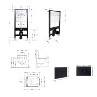 Готове рішення Qtap для ванної кімнати: підвісний унітаз Crow Rimless 520x360x290 + комплект інсталяції Standard (лінійна клавіша Black) QTAP фото 1