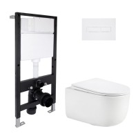 Готове рішення Qtap для ванної кімнати: підвісний унітаз Taurus Ultra Quiet 515x360x350 + комплект інсталяції Standard (лінійна клавіша White) QTAP