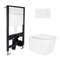 Готове рішення Qtap для ванної кімнати: підвісний унітаз Crow Ultra Quiet 520x360x290 + комплект інсталяції Standard (кругла клавіша White) QTAP