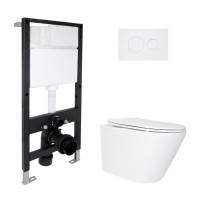 Готове рішення Qtap для ванної кімнати: підвісний унітаз Swan Ultra Quiet 485x360x320 + комплект інсталяції Standard (кругла клавіша White) QTAP