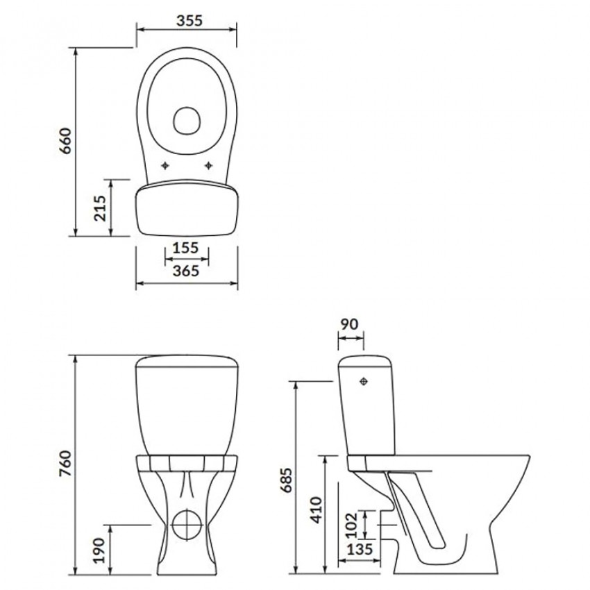 K681-063 Компакт 908 KASKADA NEW 011 3/6L кришка поліпр, гор.злив, нижній підвід, білий глянець (1 сорт) CERSANIT-С Україна фото 2