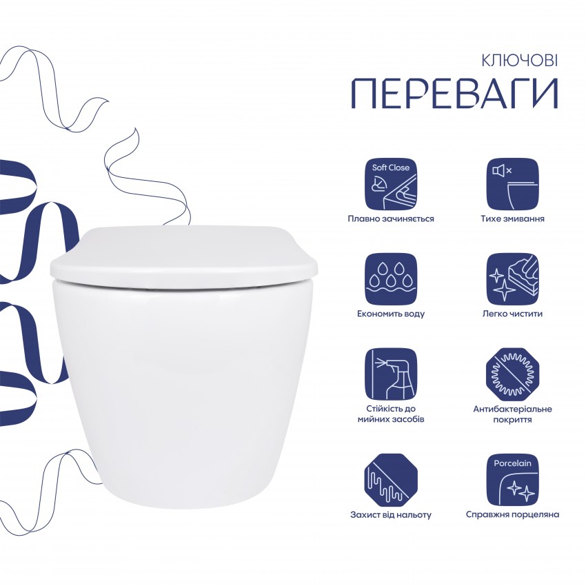 Унітаз підвісний Robin ML Ultra Quiet 490x365x325 мм, White, з сидінням Slim Duroplast/ Soft-close/ MagLock QTROBML26W49621 Qtap QTAP фото 2
