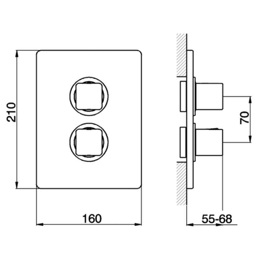 CU018100.2F CUBIC Зовнішня частина термостата для душу, Brushed Nickel (1 сорт) CISAL фото 2