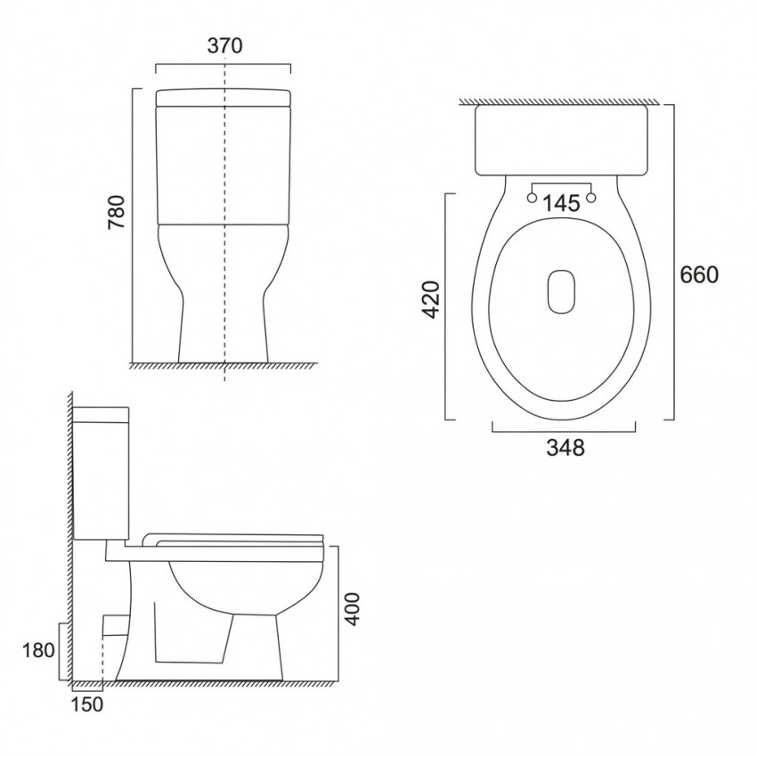 PC001C010W Carlos Унітаз-компакт з кришкою soft-close, білий (1 сорт) PRIMERA