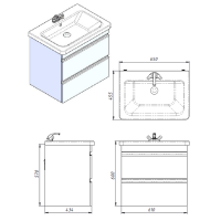 754065W FRAME Біла  тумба 65см з раковиною на ніжках (1 сорт) DEVIT