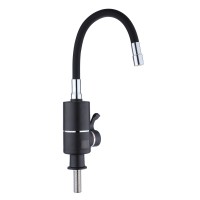 Проточний кран-водонагрівач з гнучким виливом Warm 064,Black/Black  для кухні  LDWAR064BLA Lidz LIDZ