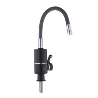 Проточний кран-водонагрівач з гнучким виливом Warm 064,Black/Grey  для кухні  LDWAR064GRE49094 Lidz LIDZ