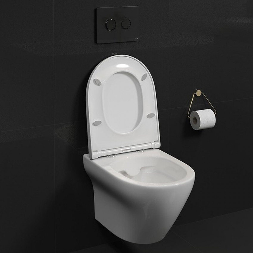 S701-472 СЕТ B331 LARGA Унітаз підвісний EW CLEANON + кришка дюропласт SLIM з механізмом плавного закривання (1 сорт) CERSANIT-С Україна фото 2