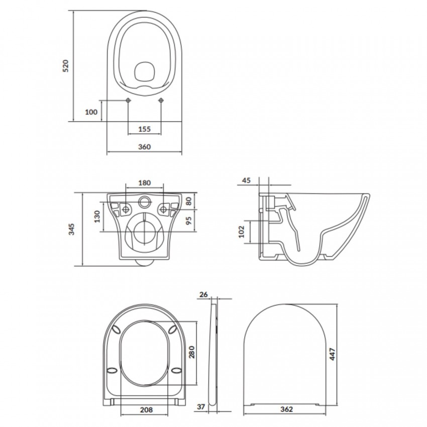 S701-472 СЕТ B331 LARGA Унітаз підвісний EW CLEANON + кришка дюропласт SLIM з механізмом плавного закривання (1 сорт) CERSANIT-С Україна фото 3