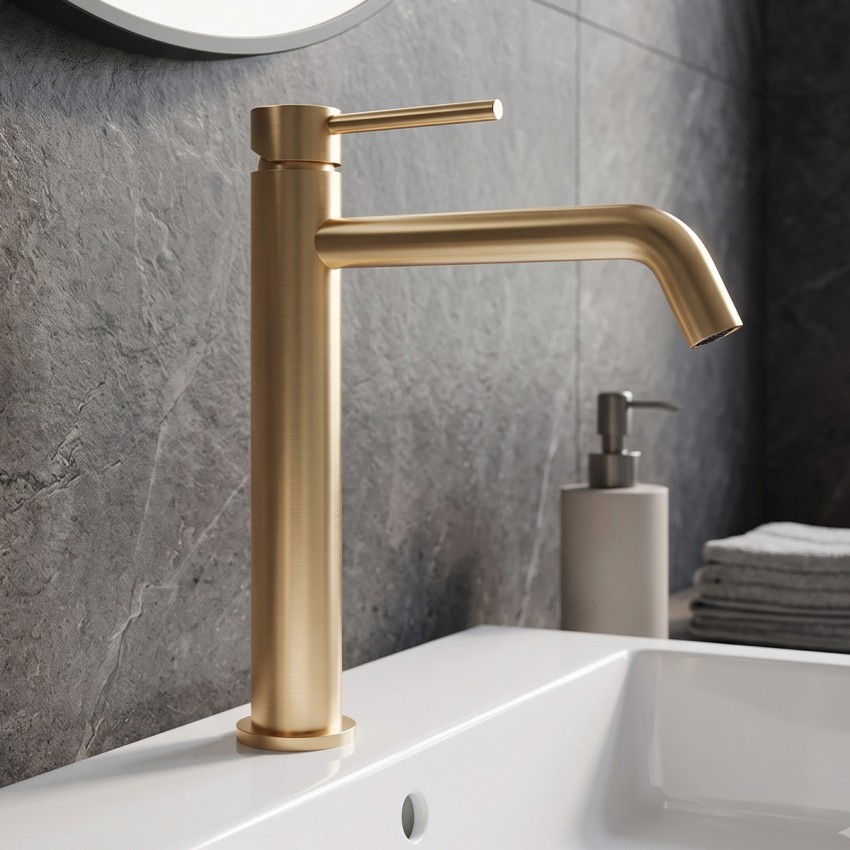 550533BG Flow Змішувач д/раковини, високий, brushed gold (1 сорт) DEVIT