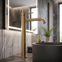 550536BG Flow Змішувач д/раковини, високий, brushed gold (1 сорт) DEVIT