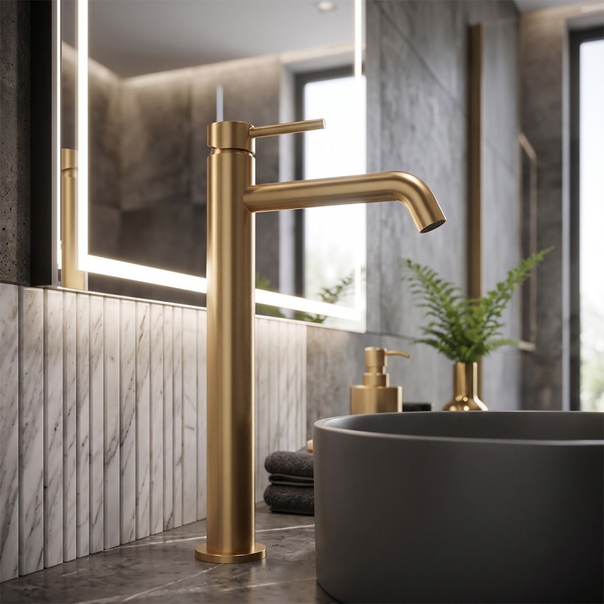 550536BG Flow Змішувач д/раковини, високий, brushed gold (1 сорт) DEVIT