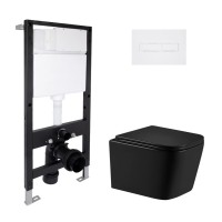 Готове рішення Qtap для ванної кімнати: підвісний унітаз Crow Ultra Quiet 485x340x290 + комплект інсталяції Standard (лінійна клавіша White) QTAP