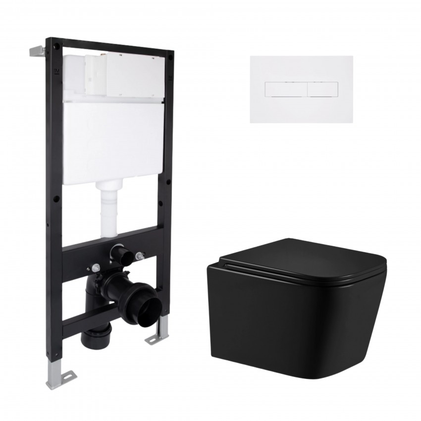 Готове рішення Qtap для ванної кімнати: підвісний унітаз Crow Ultra Quiet 485x340x290 + комплект інсталяції Standard (лінійна клавіша White) QTAP