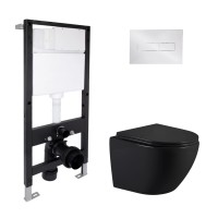 Готове рішення Qtap для ванної кімнати: підвісний унітаз Jay Ultra Quiet 485x360x320 + комплект інсталяції Standard (лінійна клавіша Chrome) QTAP