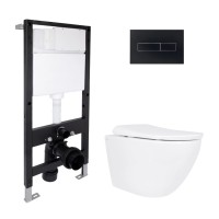 Готове рішення Qtap для ванної кімнати: підвісний унітаз Robin ML Ultra Quiet 520x365x365 + комплект інсталяції Standard (лінійна клавіша Black) QTAP