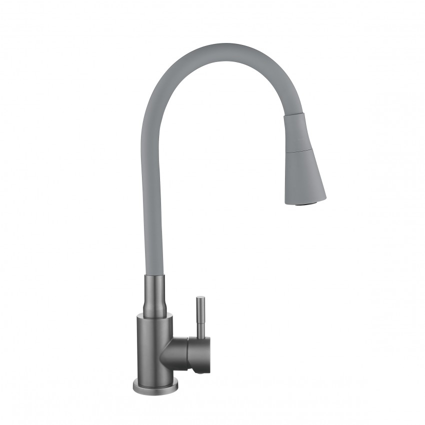 Змішувач для кухні Aria 015F31, Graphite/Grey (k35) з гнучким виливом LDARI015F31GGRP49567 Lidz LIDZ