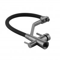 Змішувач для кухні Aria 020F3, Graphite/Black (k35) з гнучким виливом з підключенням для питної води LDARI020F3BGRP49568 Lidz LIDZ фото 4