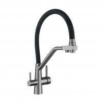 Змішувач для кухні Aria 020F3, Graphite/Black (k35) з гнучким виливом з підключенням для питної води LDARI020F3BGRP49568 Lidz LIDZ фото 3