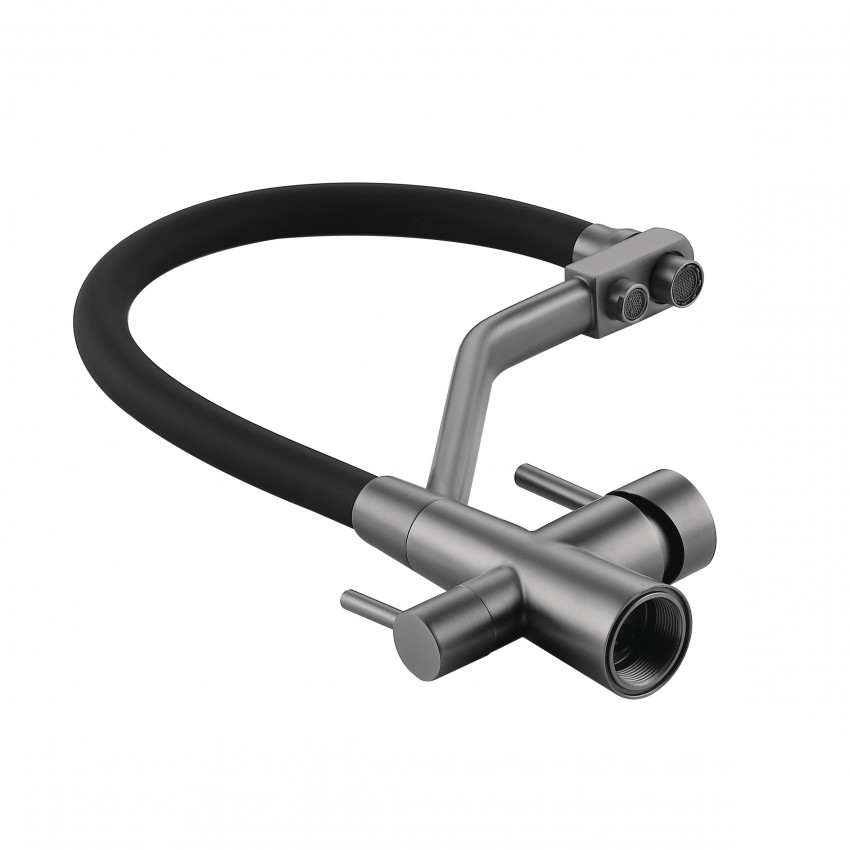 Змішувач для кухні Aria 020F3, Graphite/Black (k35) з гнучким виливом з підключенням для питної води LDARI020F3BGRP49568 Lidz LIDZ фото 4