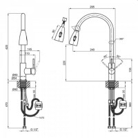 Змішувач для кухні Aria 015FL, Graphite (k35) з висувним виливом LDARI015FLGRP49560 Lidz LIDZ фото 1