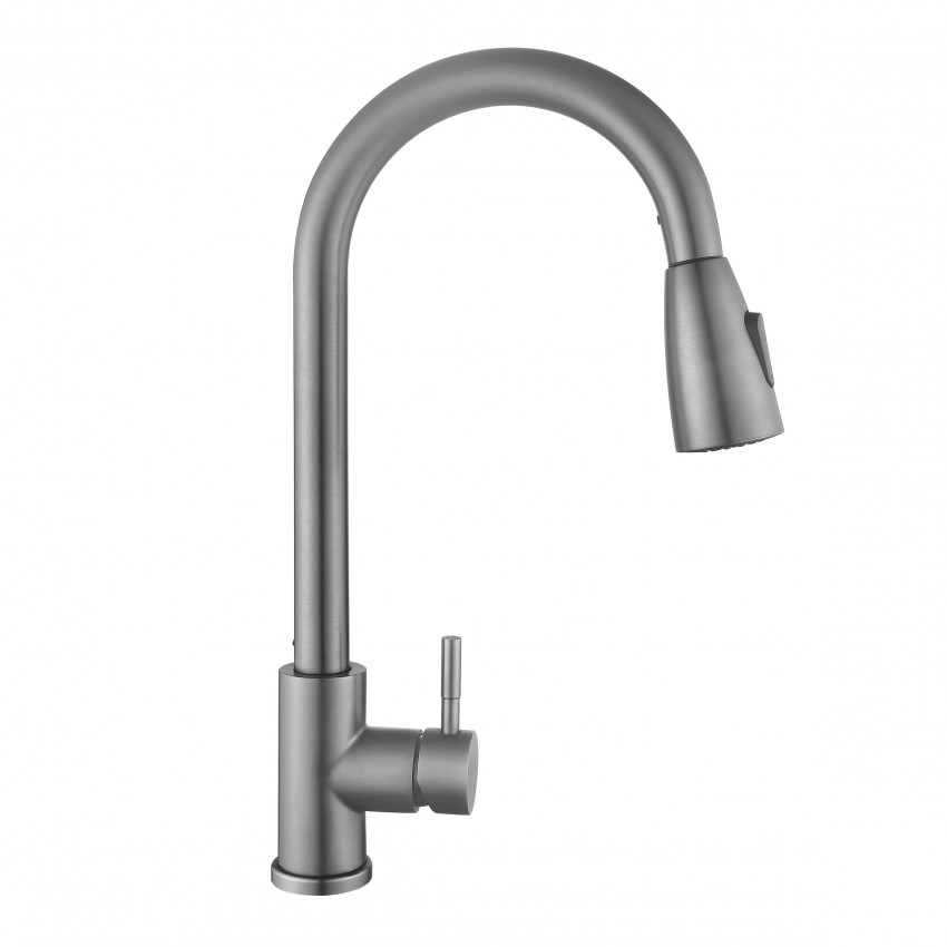 Змішувач для кухні Aria 015FL, Graphite (k35) з висувним виливом LDARI015FLGRP49560 Lidz LIDZ фото 2