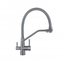 Змішувач для кухні Aria 020F3, Graphite/Grey (k35) з гнучким виливом з підключенням для питної води LDARI020F3GGRP49569 Lidz LIDZ фото 2