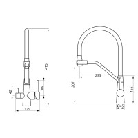 Змішувач для кухні Aria 020F3, Graphite/Grey (k35) з гнучким виливом з підключенням для питної води LDARI020F3GGRP49569 Lidz LIDZ фото 1